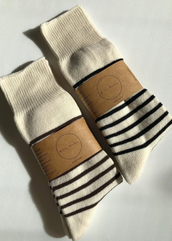 ORGANIC COTTON STRIPE HIGH SOCKS