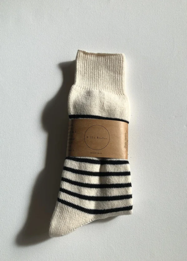 ORGANIC COTTON STRIPE HIGH SOCKS